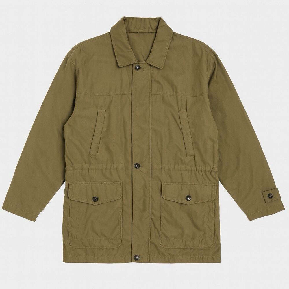 Members Only Olive Green Field Jacket Coat L Quilted Zip Out Liner Pockets
